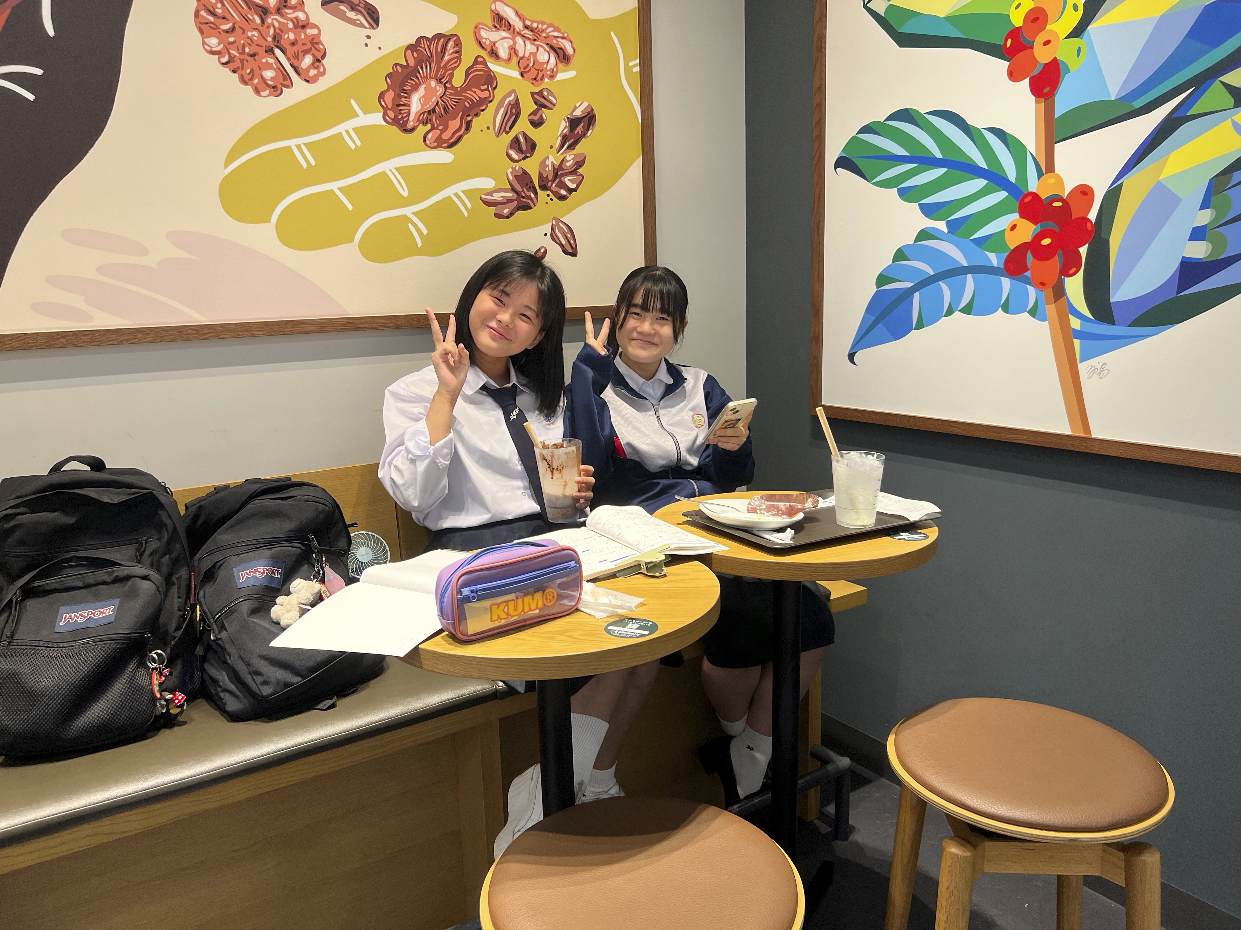 Homework in the café, Japan